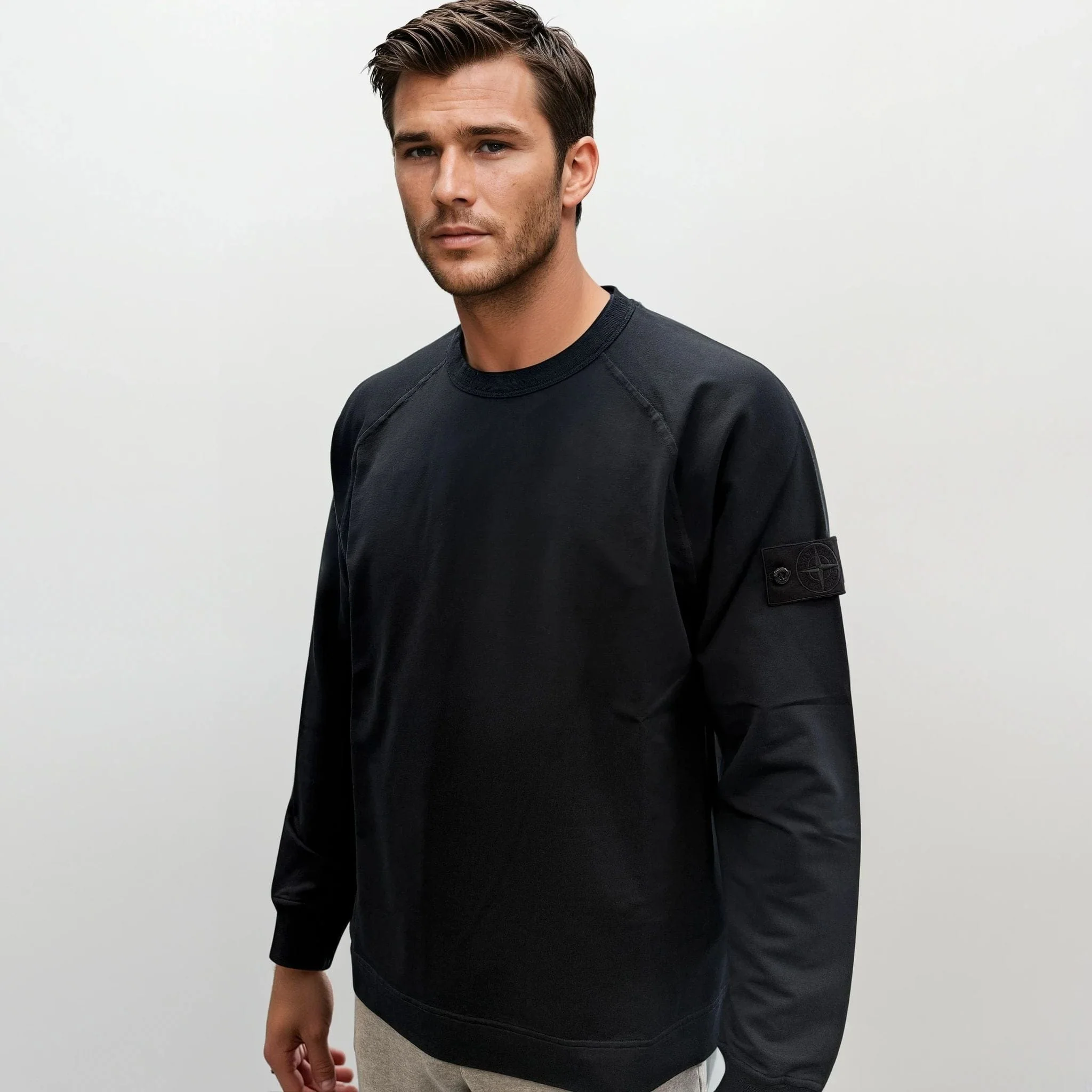 Stone Island Ghost Badge Crewneck Sweatshirt Navy - Image 2