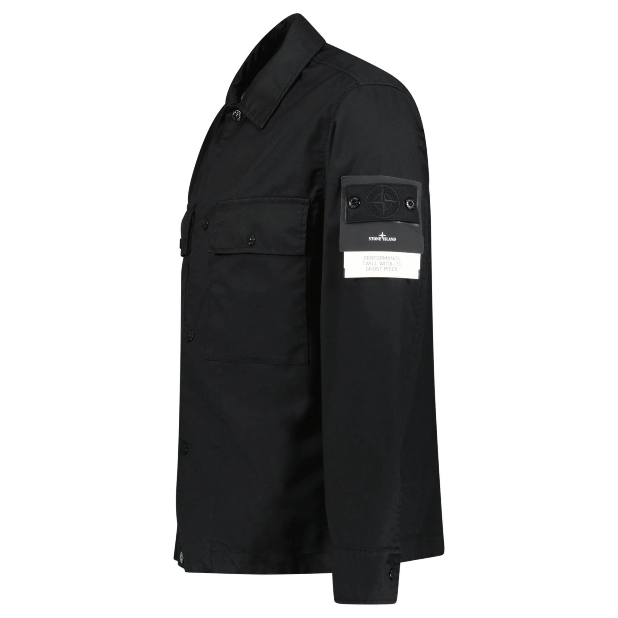 Stone Island Ghost Compass Twill Wool-TC Overshirt Black - Image 2