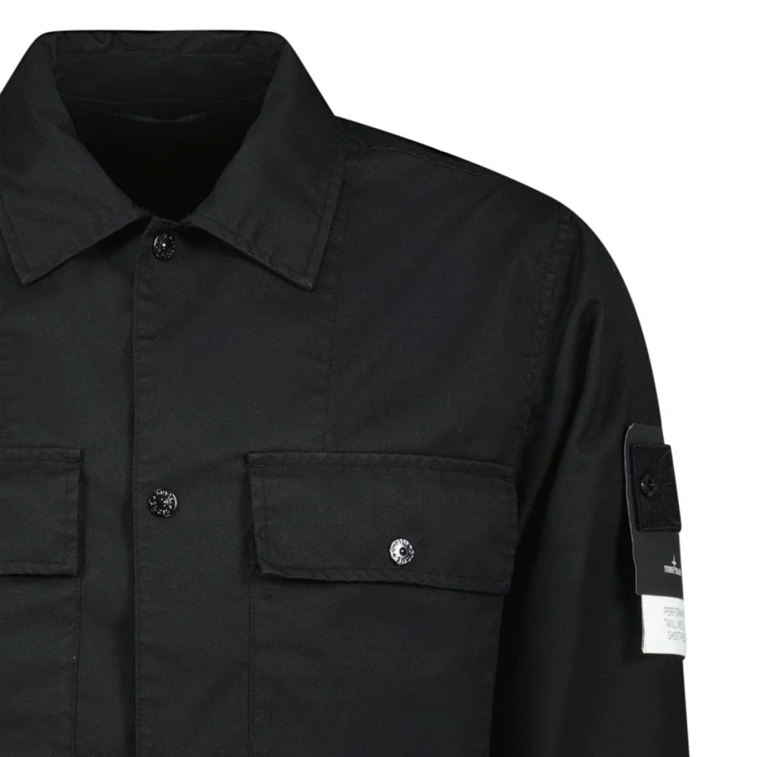 Stone Island Ghost Compass Twill Wool-TC Overshirt Black - Image 3