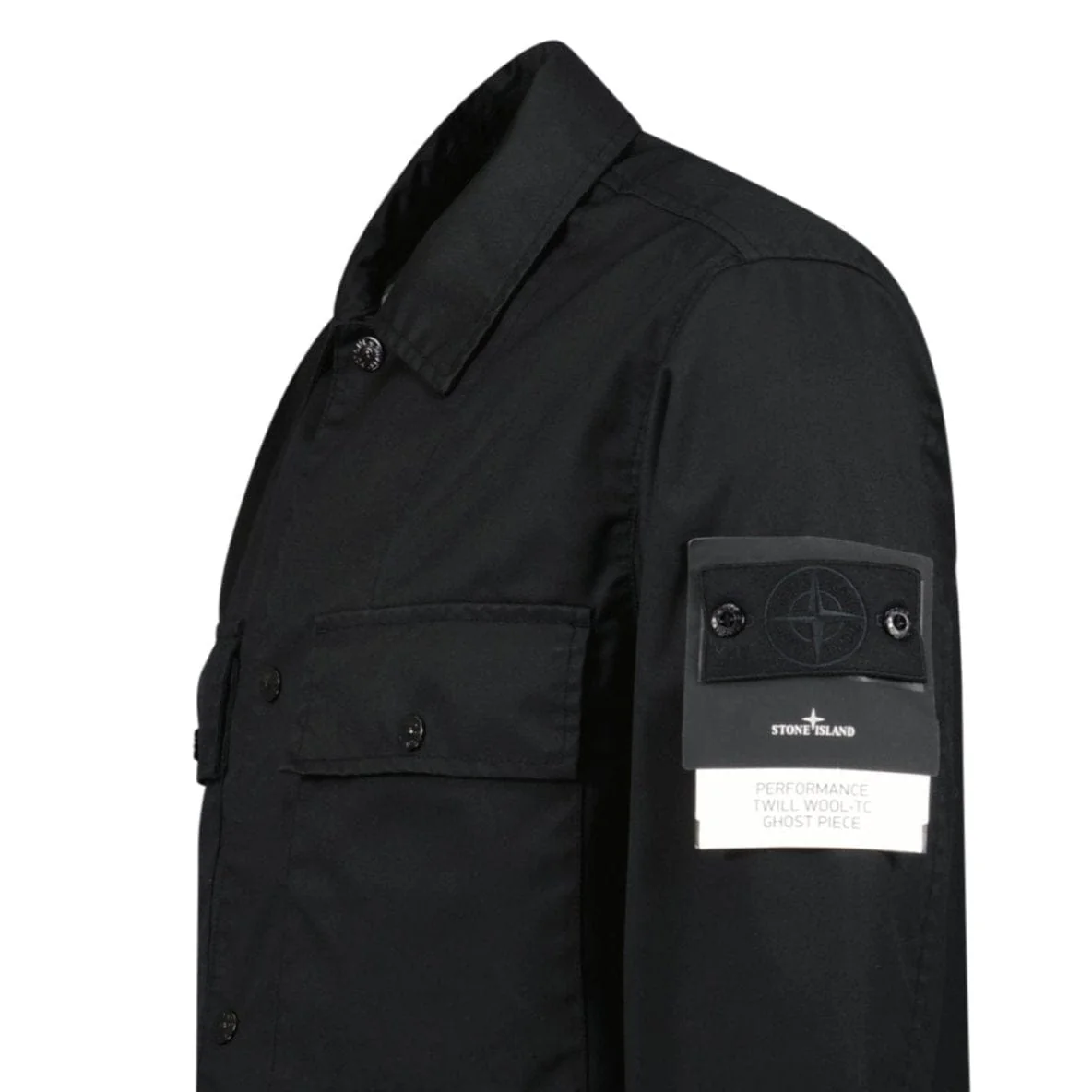 Stone Island Ghost Compass Twill Wool-TC Overshirt Black - Image 4