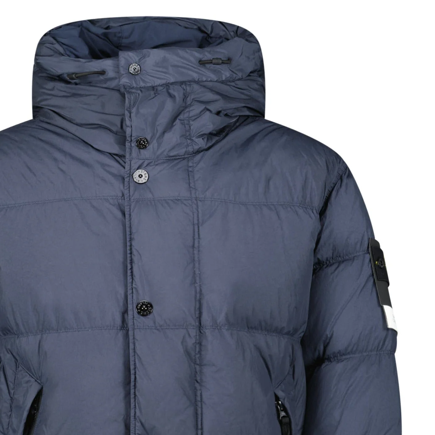 Stone Island Hooded Down Crinkle Reps NY Jacket in Navy - Image 4