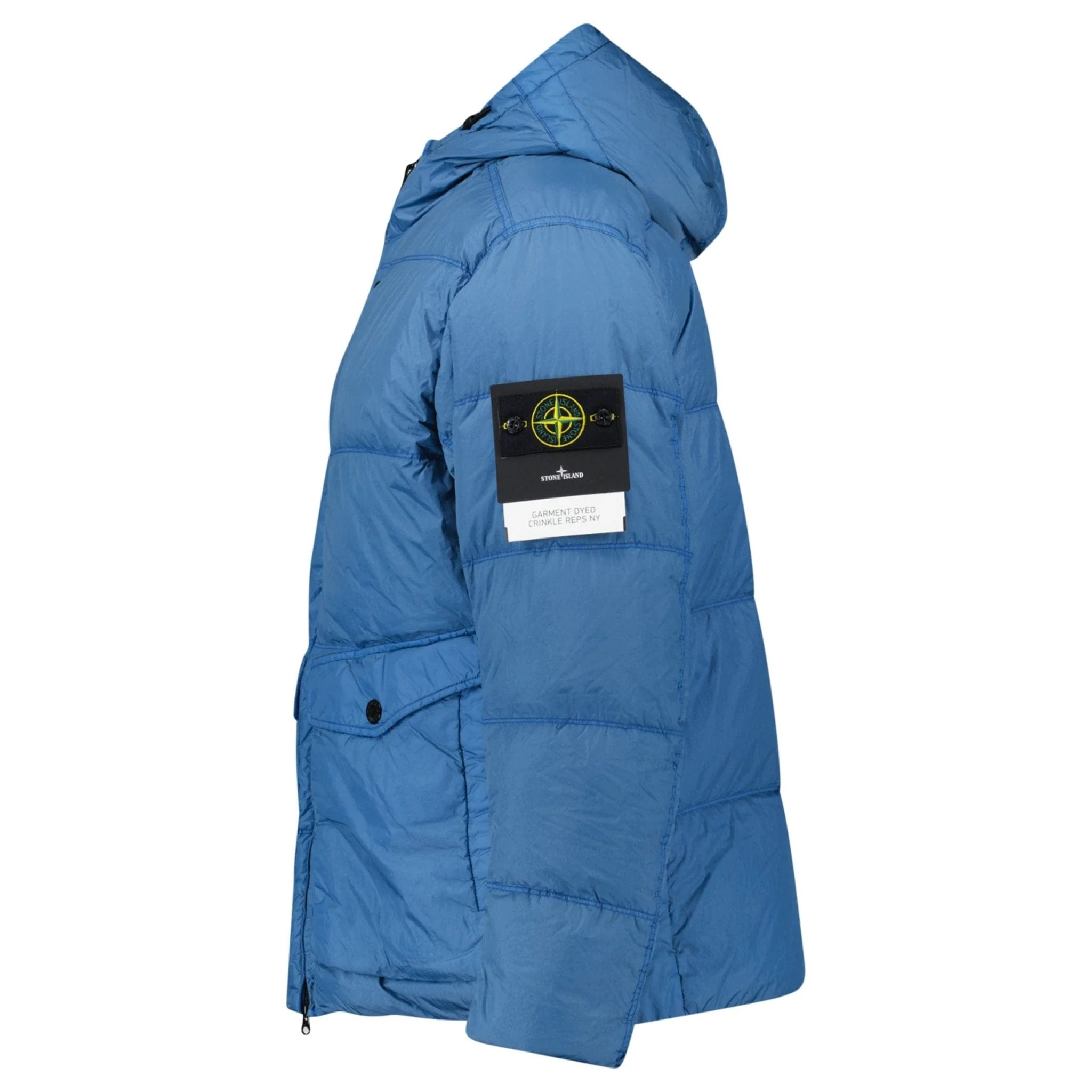 Stone Island Hooded Down Jacket in Steel Blue - Image 2