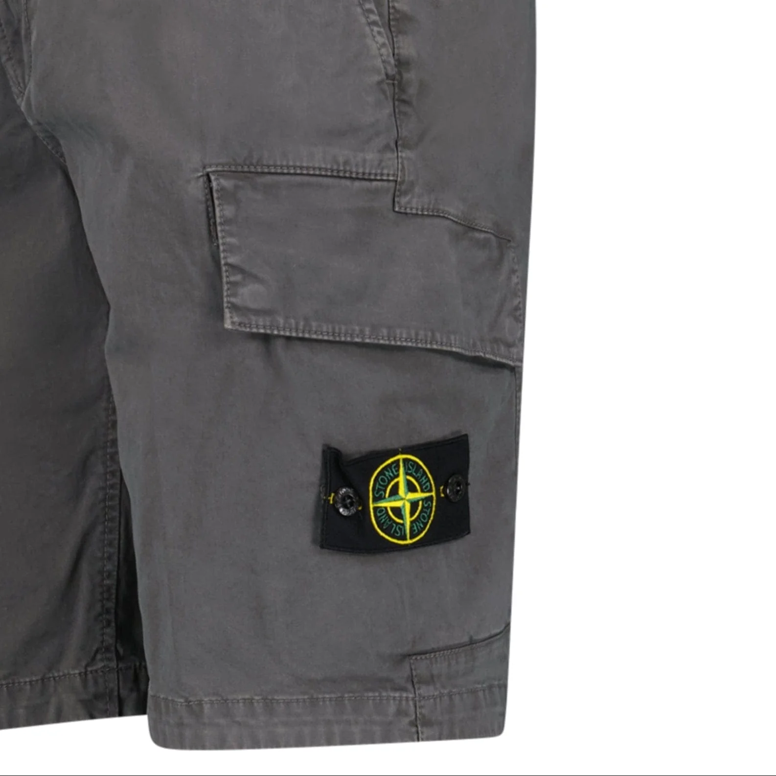 Stone Island Organic Cotton Stretch Broken Twill 'Old' Effect Cargo Shorts in Charcoal Grey - Image 4
