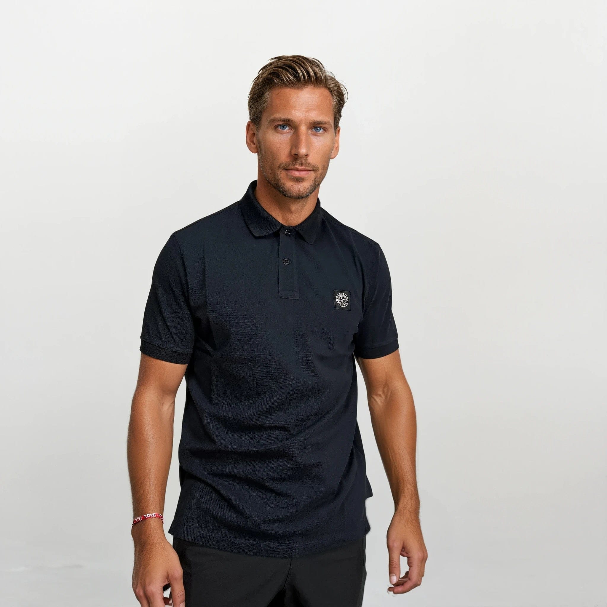 Stone Island Patch Polo T-Shirt Slim Fit Navy - Image 2