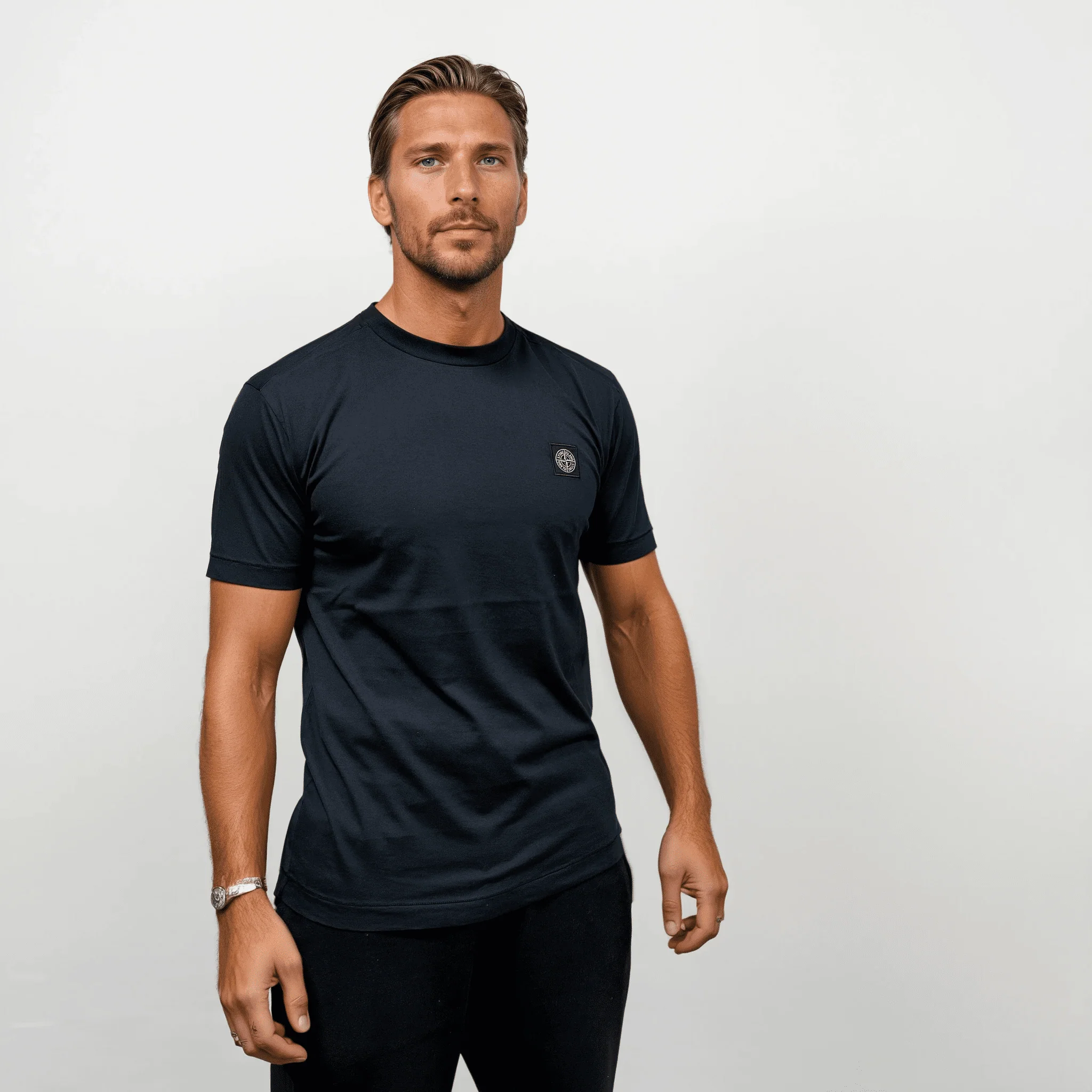 Stone Island Slim-Fit Short-Sleeve T-Shirt With Compass Patch Navy - Image 2