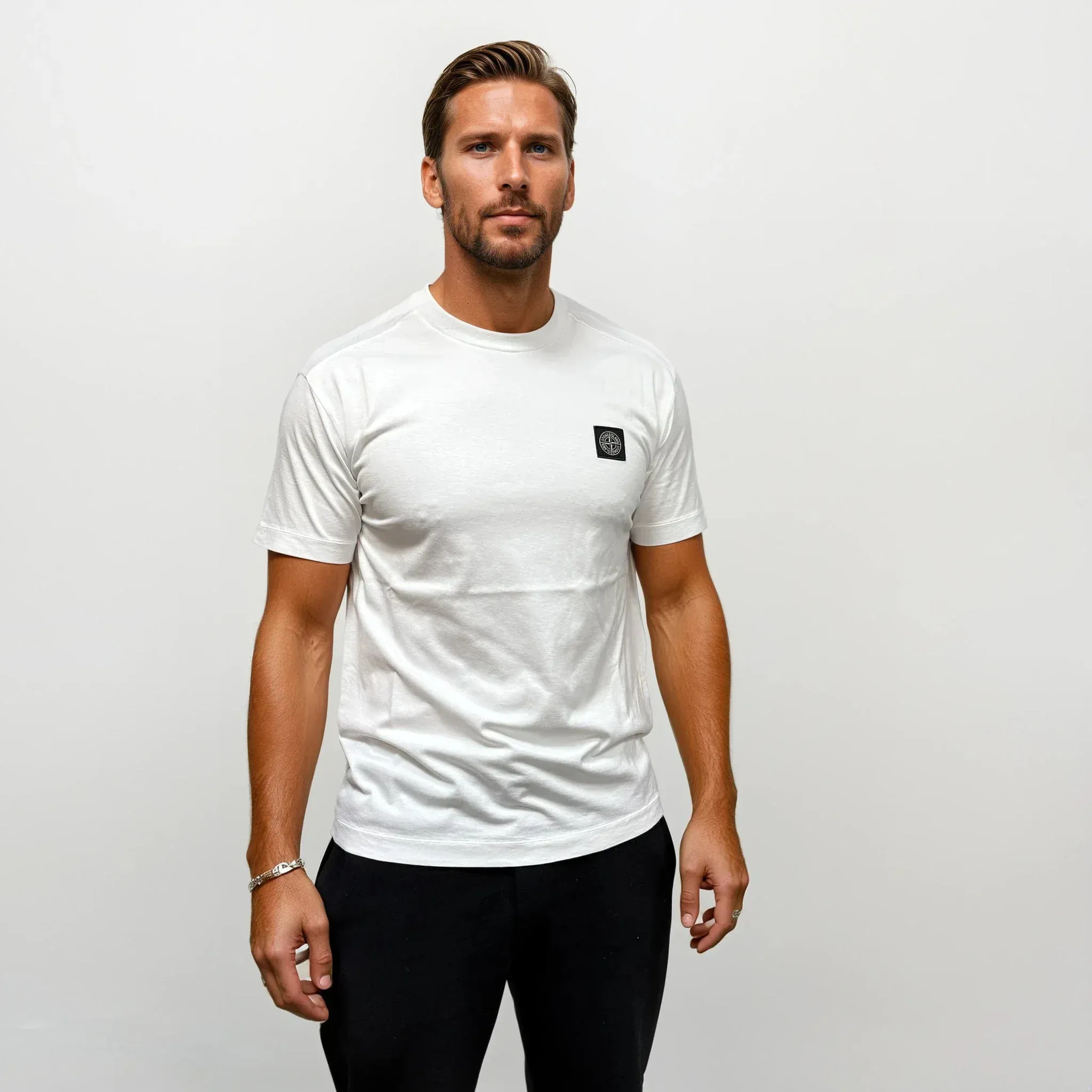 Stone Island Slim-Fit Short-Sleeve T-Shirt With Compass Patch White - Image 2
