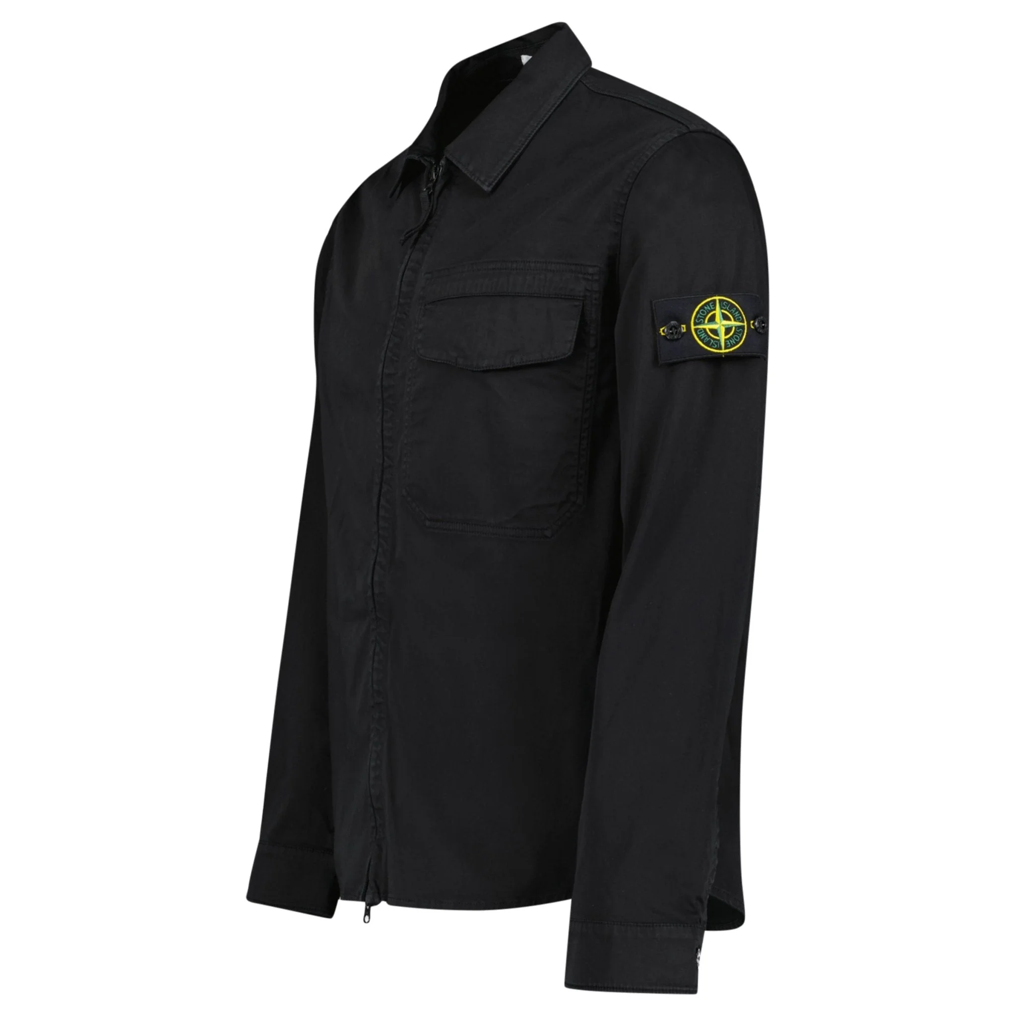 Stone Island Stretch Organic Cotton Satin Overshirt in Black - Image 3