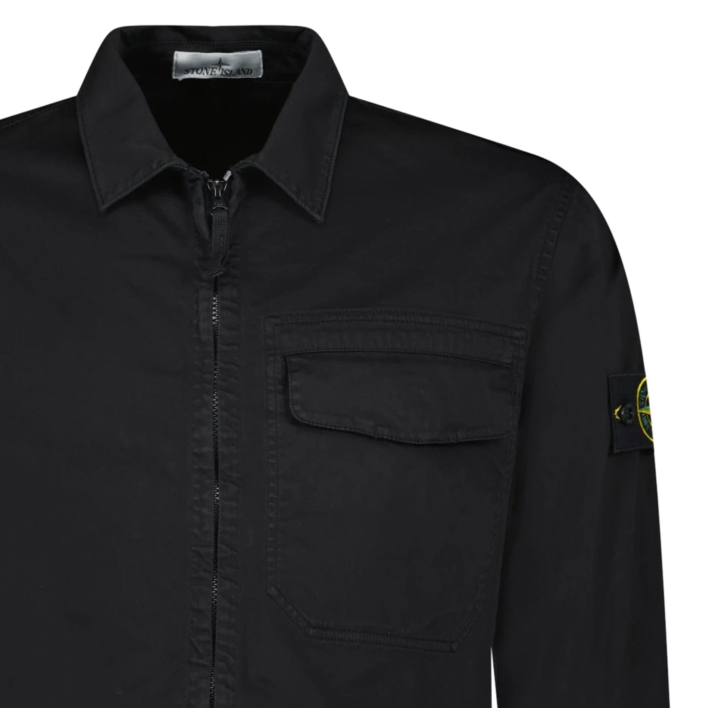 Stone Island Stretch Organic Cotton Satin Overshirt in Black - Image 5