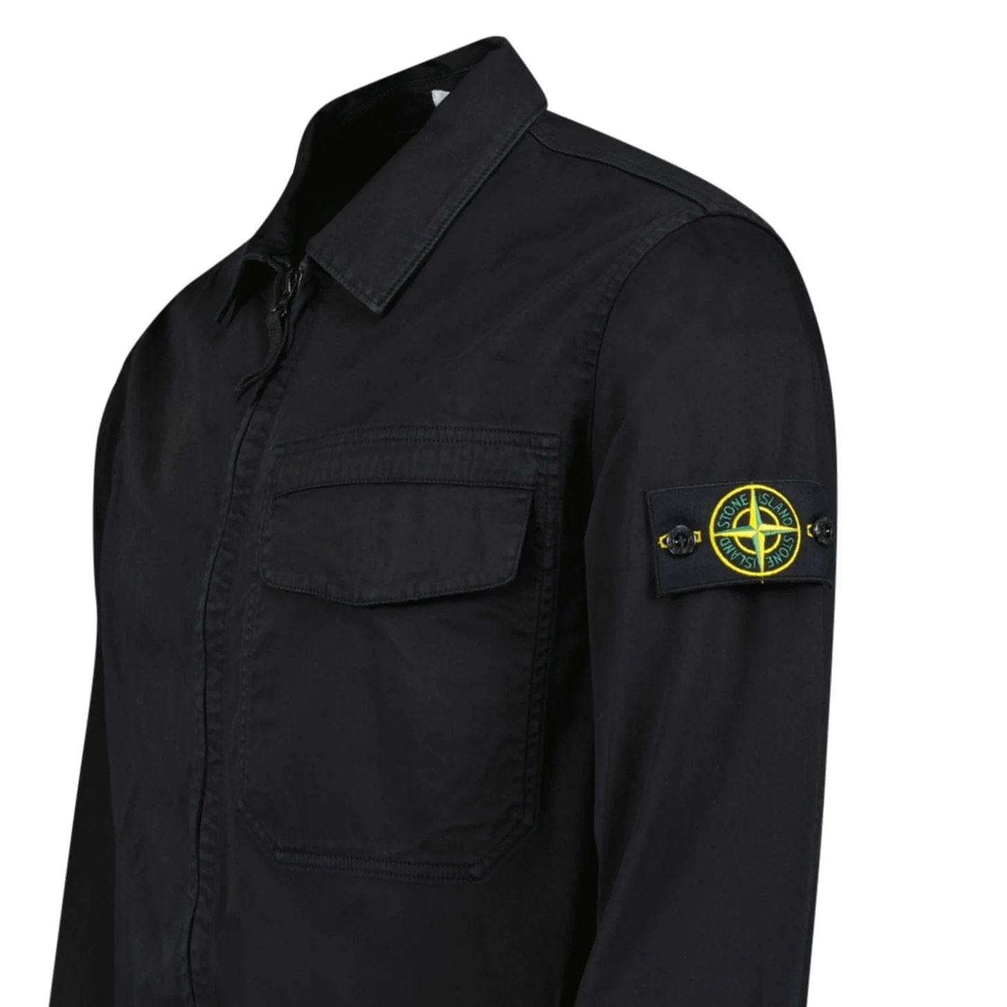 Stone Island Stretch Organic Cotton Satin Overshirt in Black - Image 6