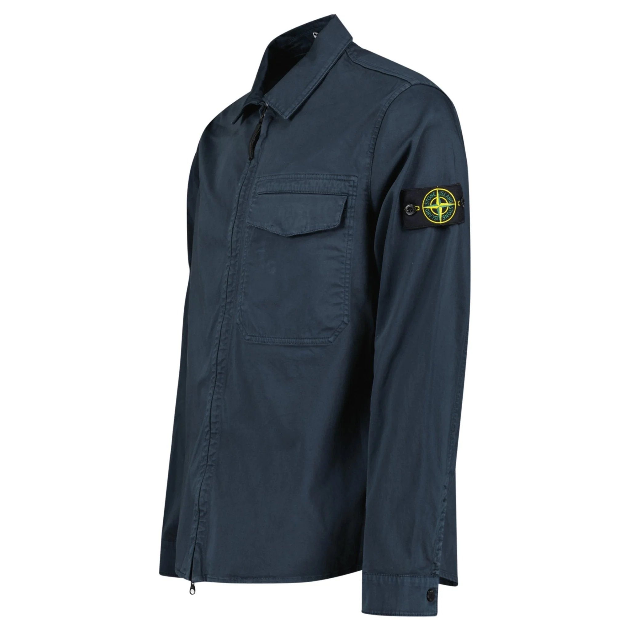 Stone Island Stretch Organic Cotton Satin Overshirt in Navy - Image 3