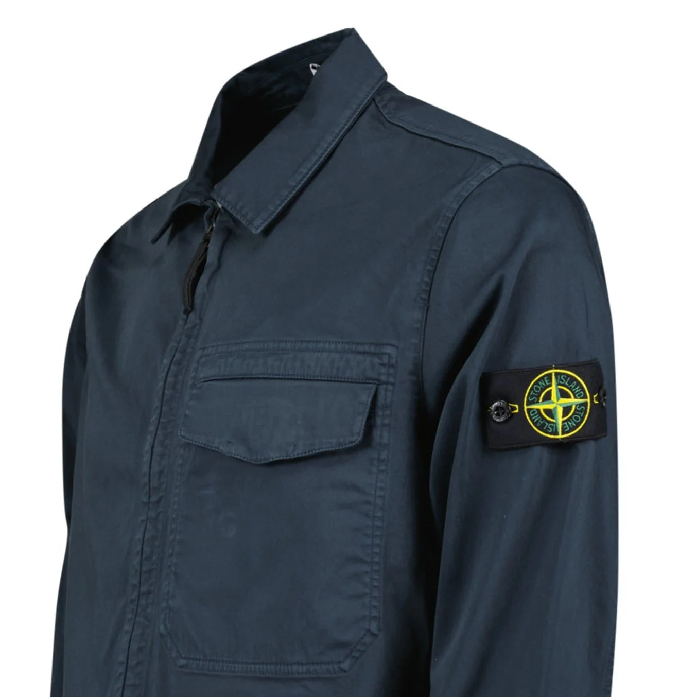 Stone Island Stretch Organic Cotton Satin Overshirt in Navy - Image 6