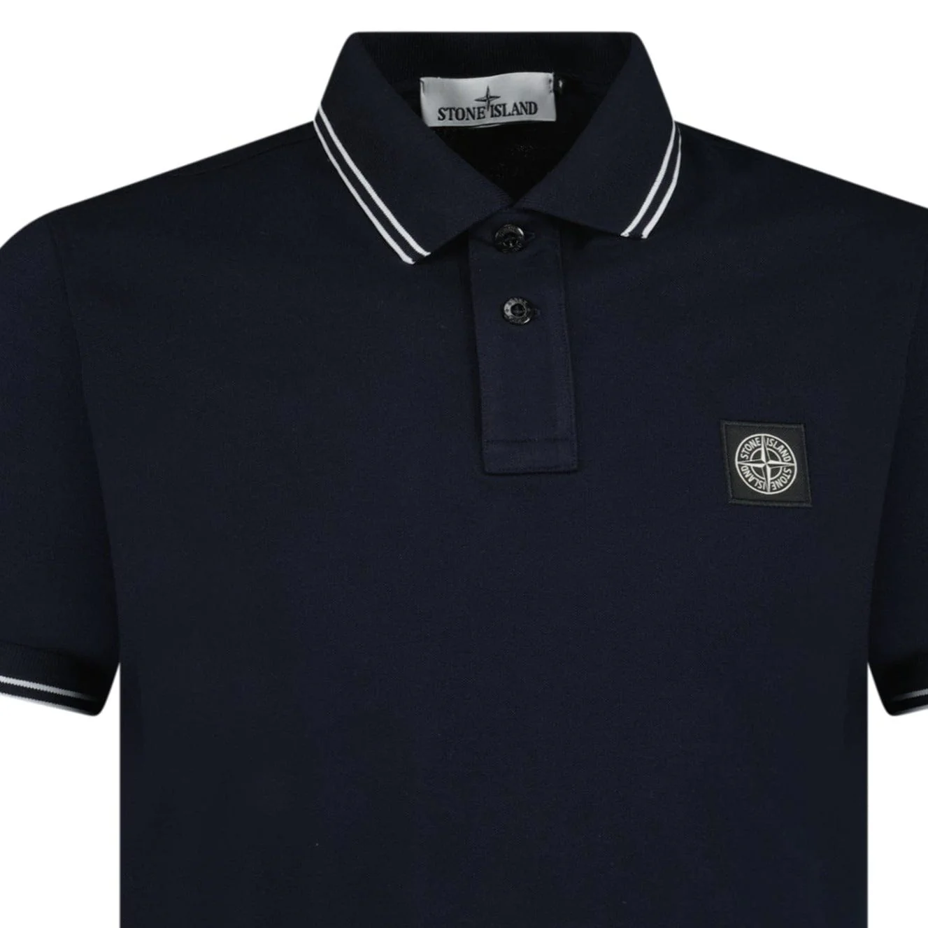 Stone Island Stripe Collar Polo T-Shirt Slim Fit Navy - Image 3