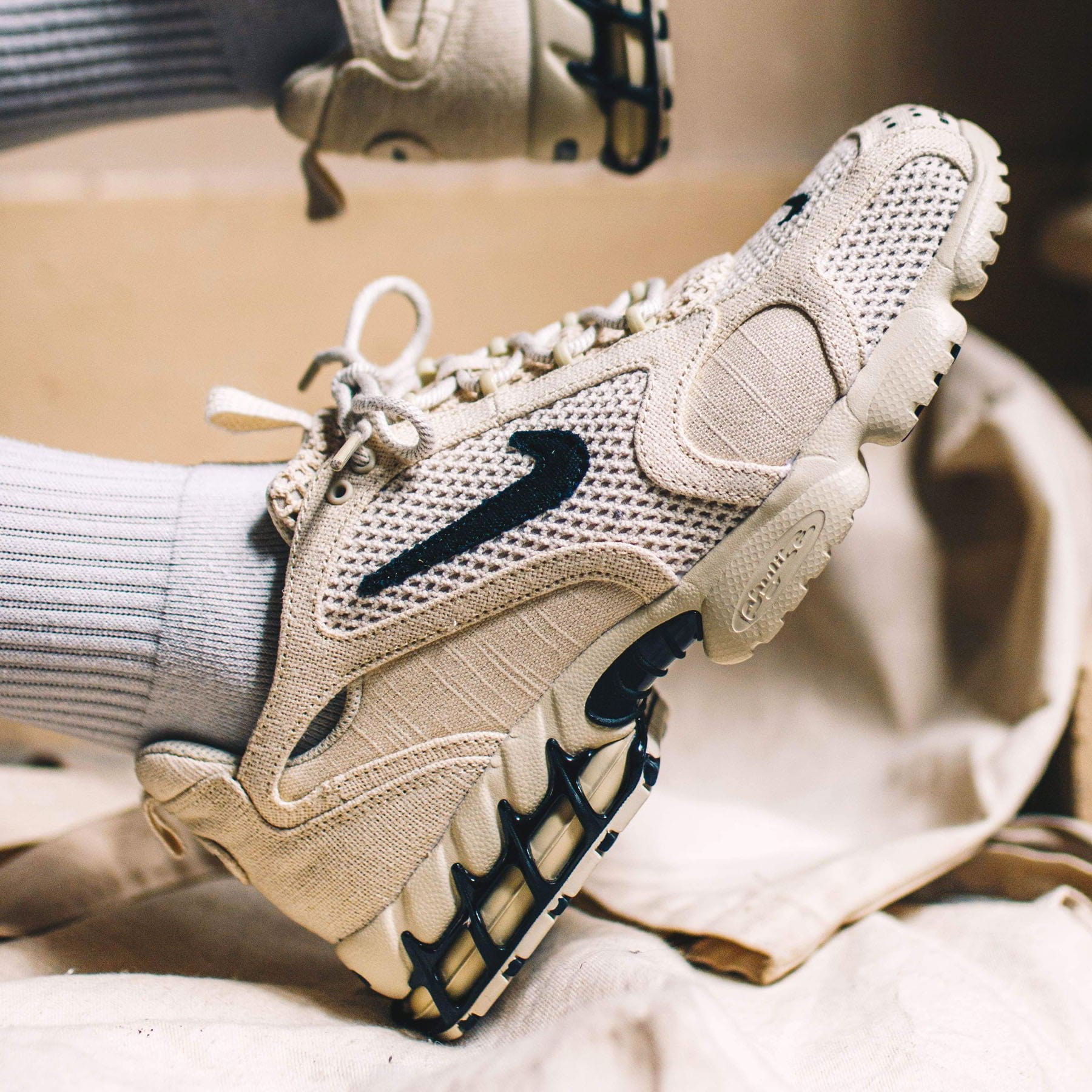 Stussy x Nike Air Zoom Spiridon Caged 2 'Fossil' - Image 7