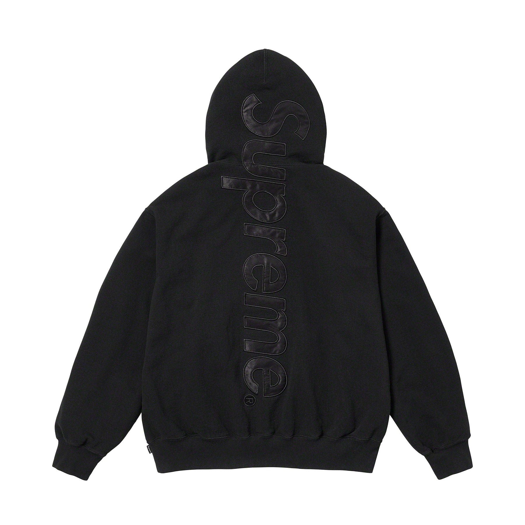 Supreme Satin Appliqué Hoodie 'Black' - Image 2