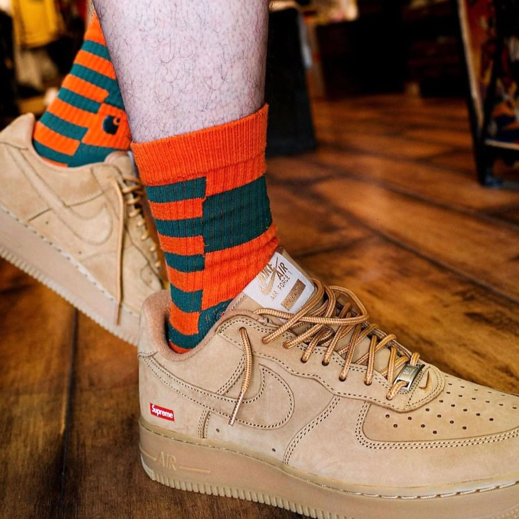 Supreme x Nike Air Force 1 Low SP 'Flax' - Image 7