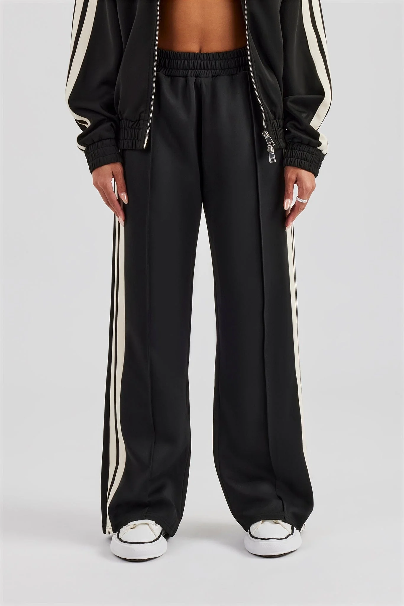 Cernucci Taping Wide Leg Track Pant - Black - Image 3