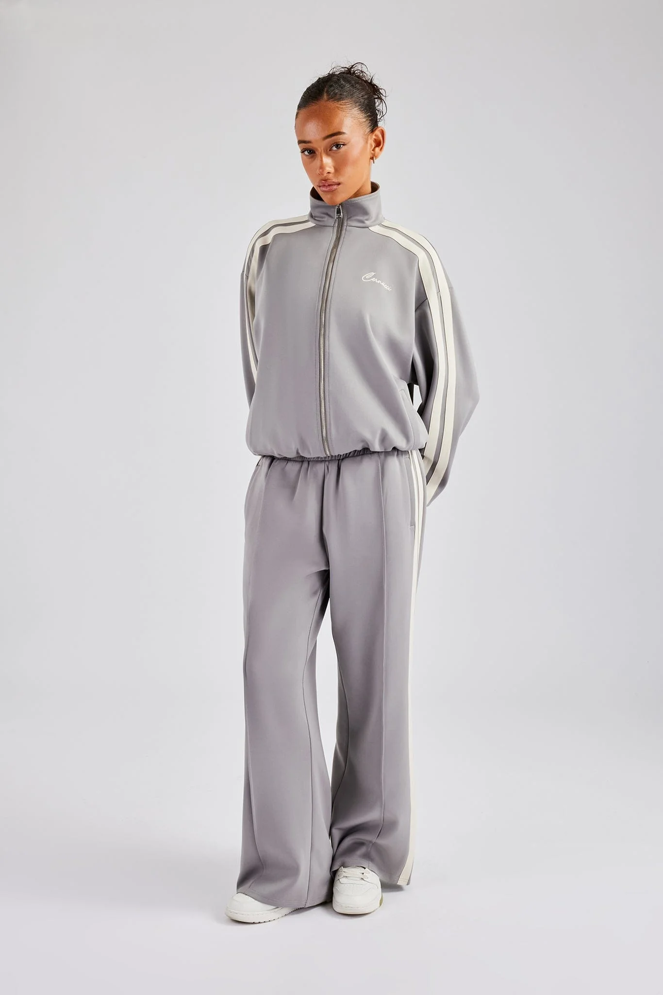 Cernucci Taping Wide Leg Track Pant - Grey - Image 3