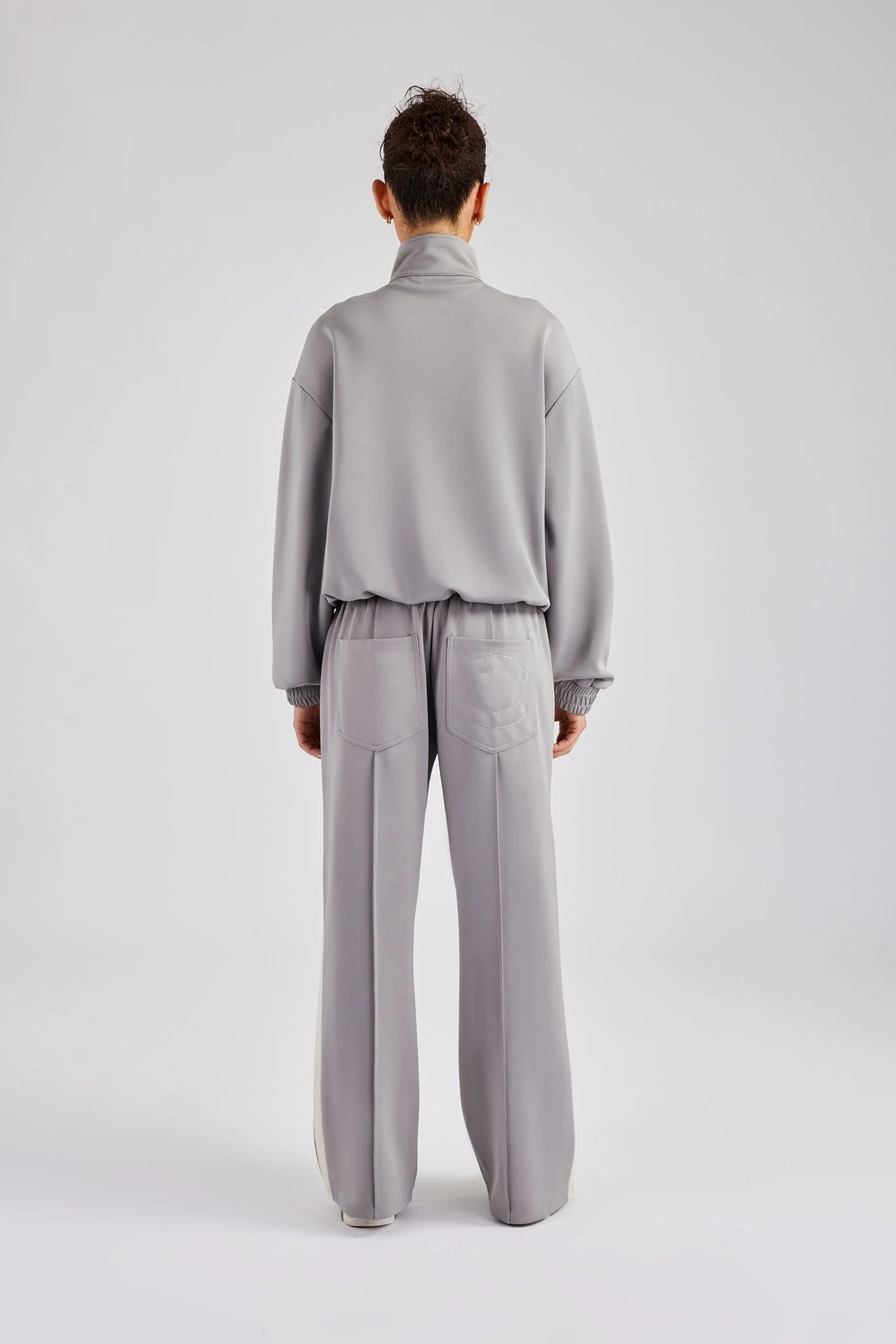 Cernucci Taping Wide Leg Track Pant - Grey - Image 4