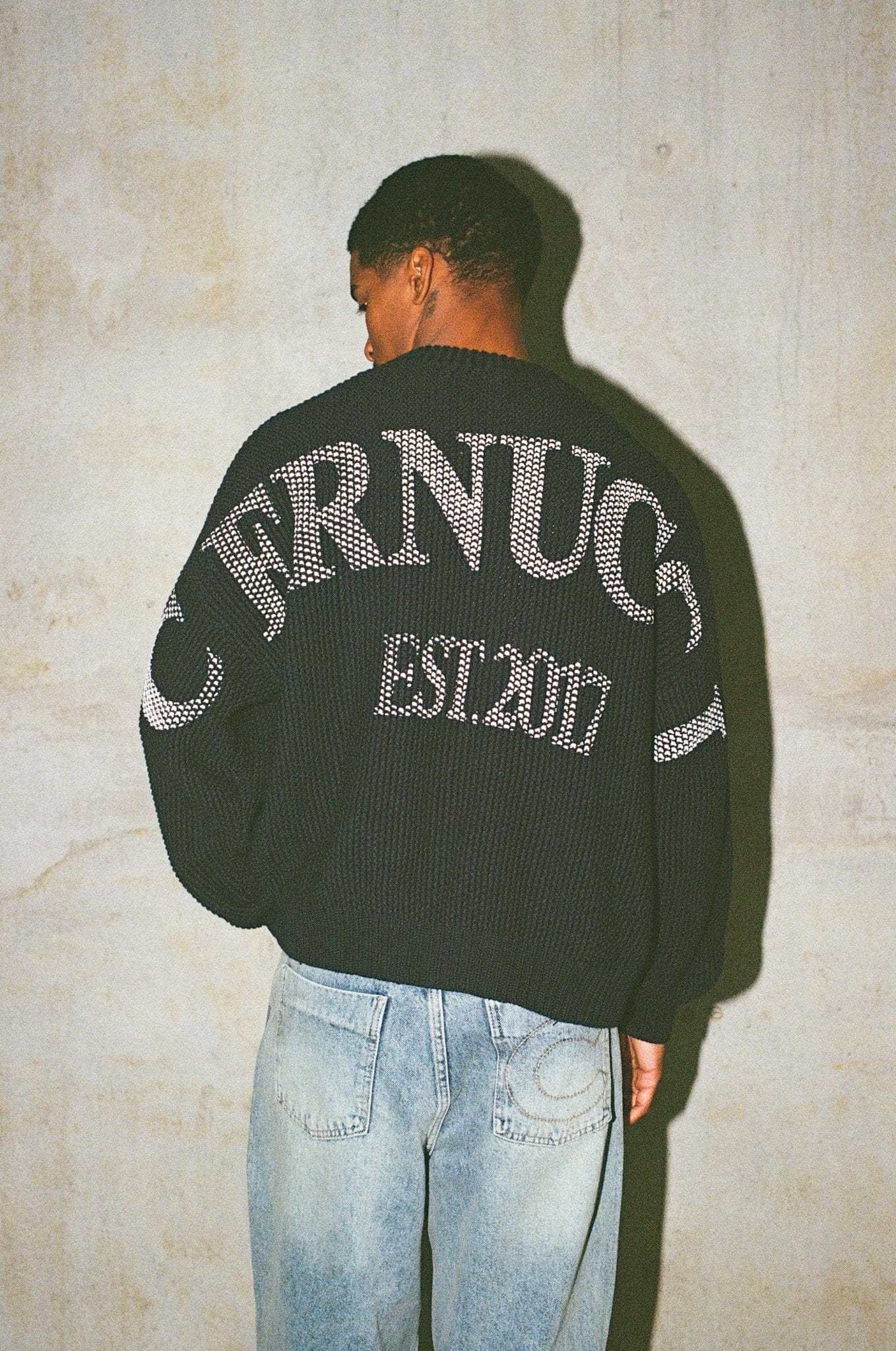 Cernucci Textured Knit Printed Sweatshirt - Navy Blue - Image 2