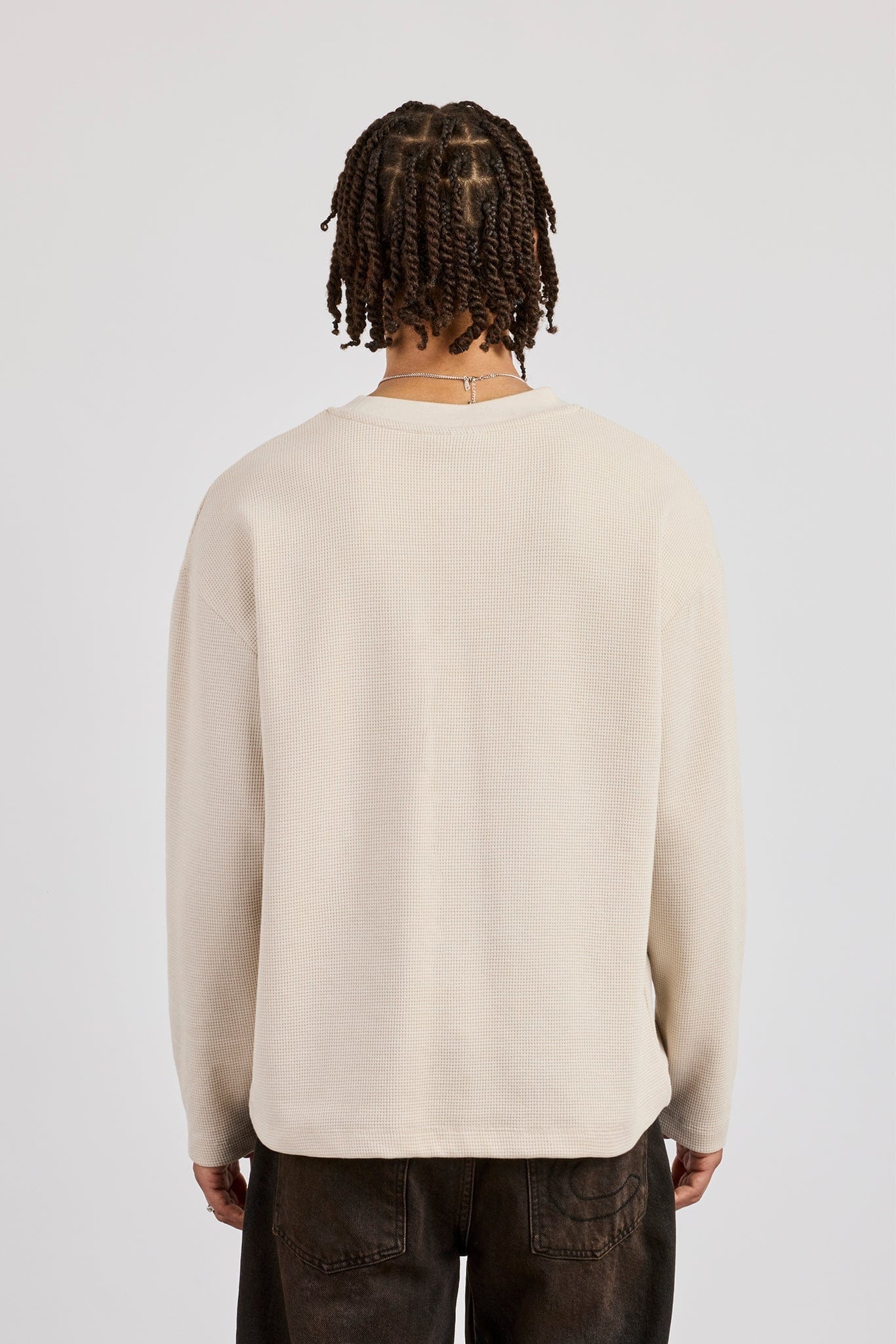 Cernucci Waffle Long Sleeve T-Shirt - Stone - Image 3