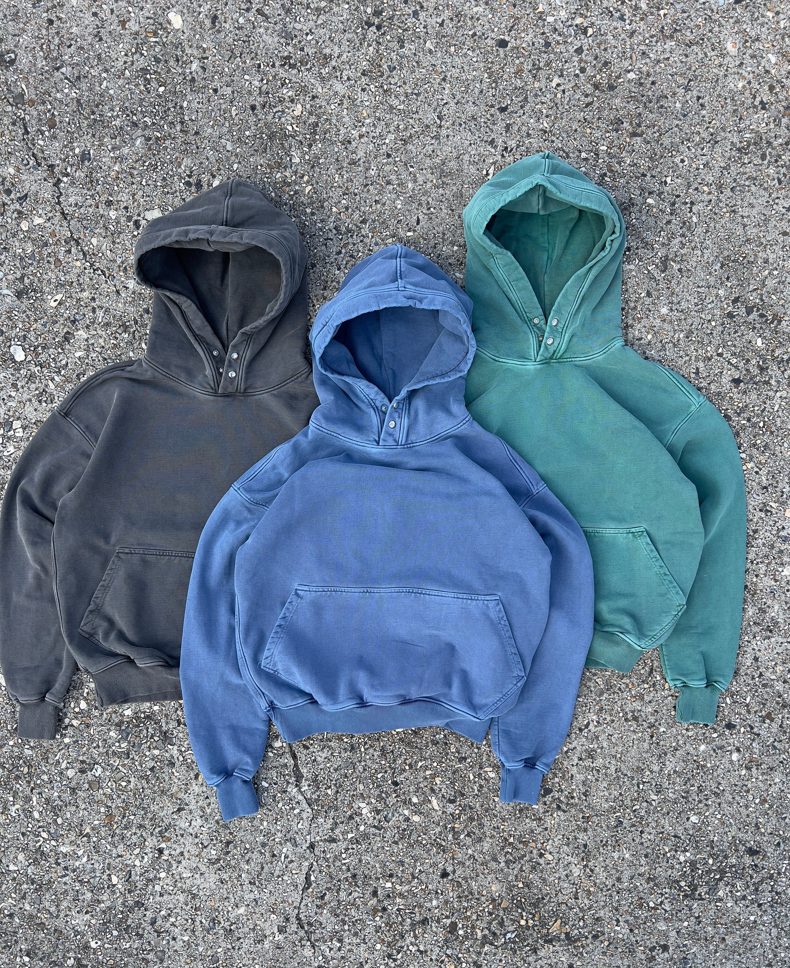 KAIZEN MARKET WASHED BLANK HOODIE BLUE - Image 5
