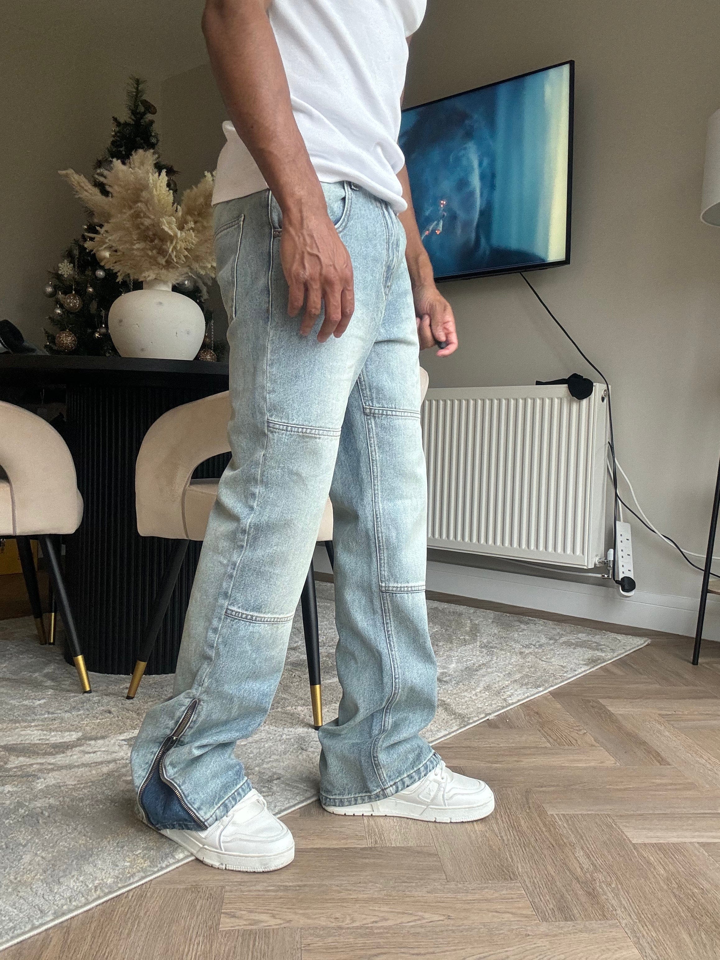 Benir Clothing Zip Flare Denim - Sky Blue - Image 3