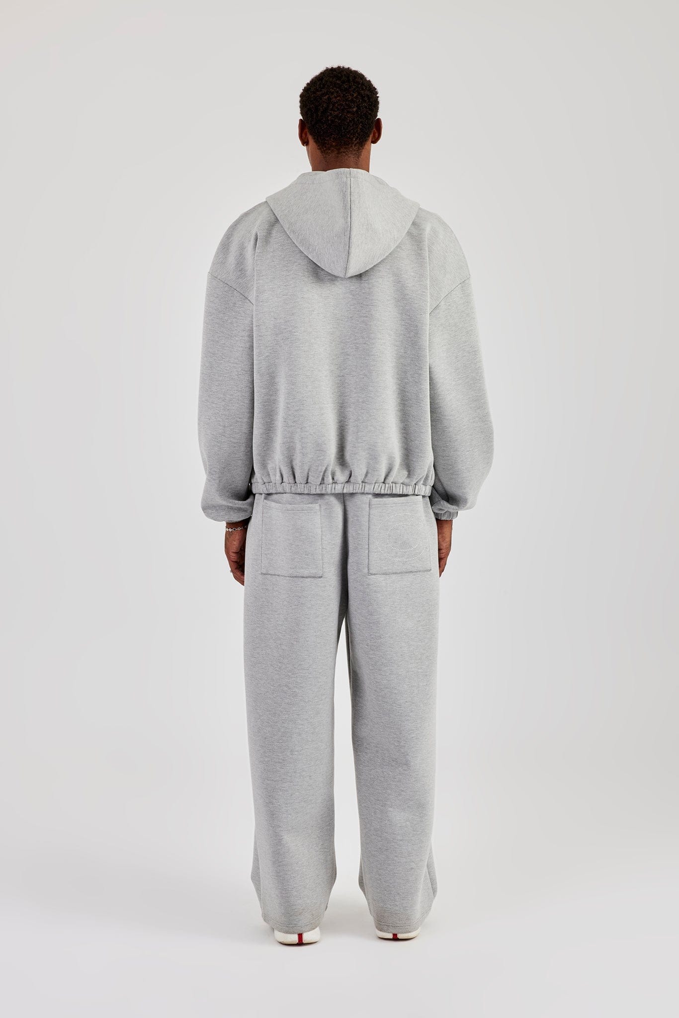 Cernucci Zip Hooded Panelled Scuba Jacket & Baggy Fit Trouser - Grey - Image 3