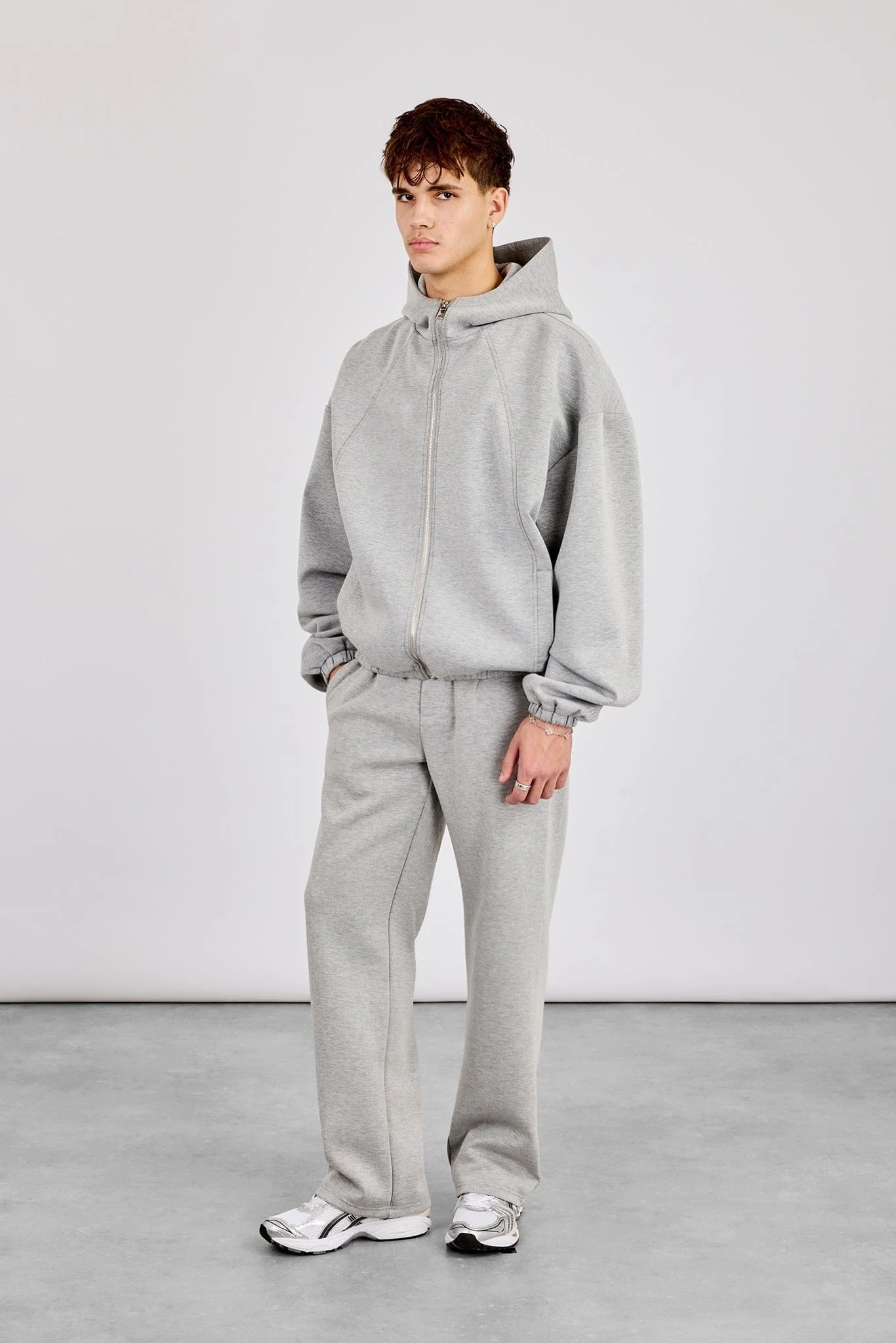 Cernucci Zip Hooded Panelled Scuba Jacket & Relaxed Scuba Trouser - Grey