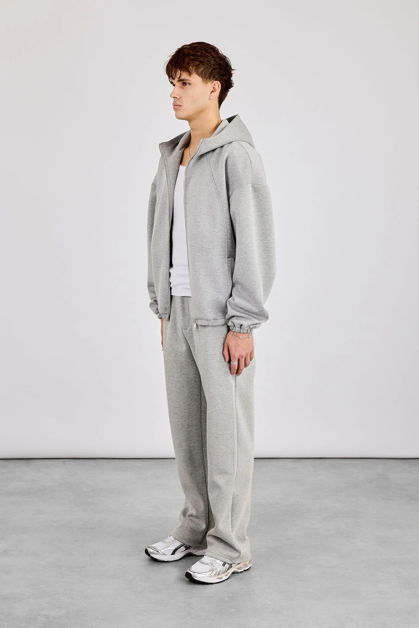 Cernucci Zip Hooded Panelled Scuba Jacket & Relaxed Scuba Trouser - Grey - Image 2