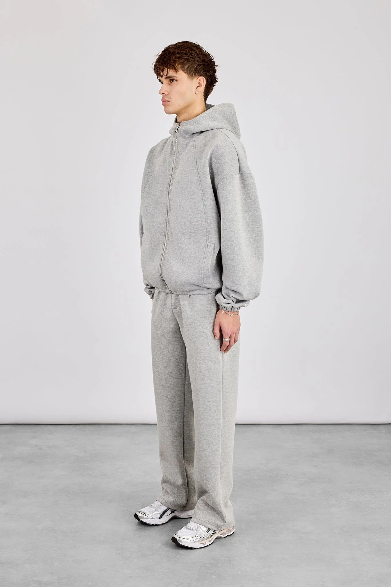 Cernucci Zip Hooded Panelled Scuba Jacket & Relaxed Scuba Trouser - Grey - Image 4