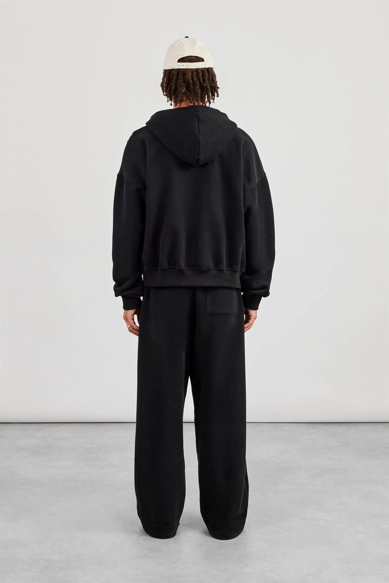 Cernucci Zip Through Boxy Hoodie & Baggy Fit Jogger - Black - Image 4