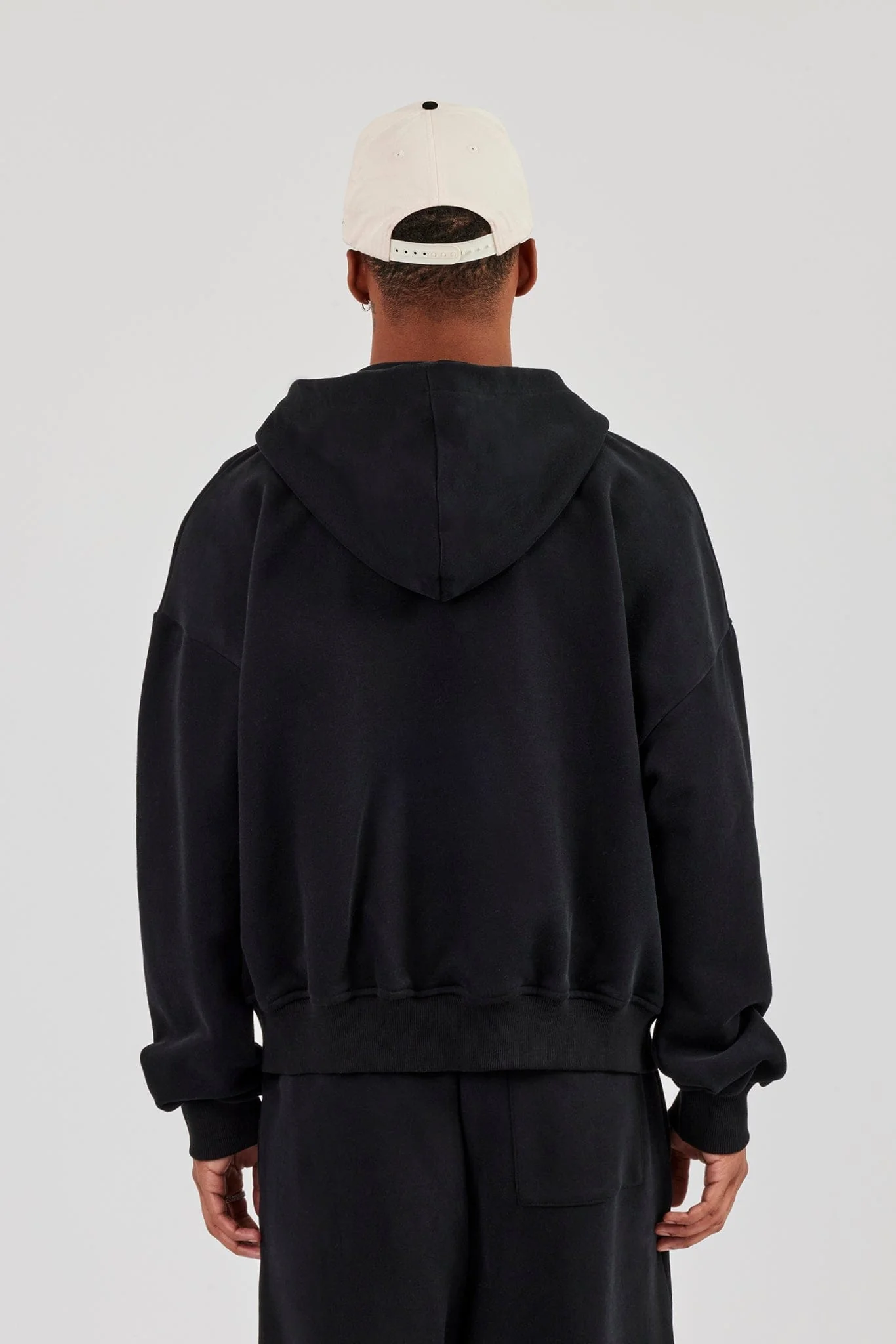 Cernucci Zip Through Boxy Hoodie - Black - Image 4
